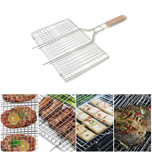 Yuking Factory Hot Sale Portable BBQ Grilling Food Grade Stainless Steel Wire Basket 0.8mm-1.5mm Gauge Wire <b>Mesh</b> <b>Grill</b> Net - Product Image 5