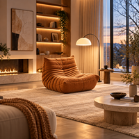 Kastanienbrauner Samtiger Premium-Stoffsessel Waschbarer Bezug Dicke Komfortable Füllung Ergonomisches Kontur-Raupensofa