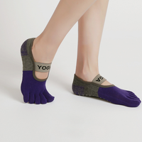Chaussettes en coton de haute qualité Pilates Grip Chaussettes de yoga professionnelles anti-dérapantes pour femmes à cinq orteils