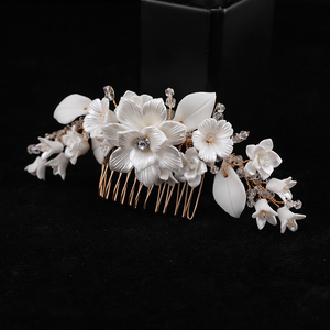 Descuento duro cerámica flor nupcial peines de pelo al por mayor mujeres accesorios boda peines de pelo - Product Image 4