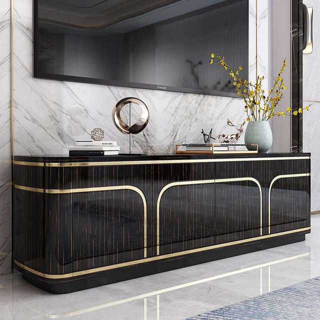 Premium Villa Luxury Living Room TV Cabinet Home Large Storage TV Console Table Furniture Italian Wood Veneer Modern TV Stand