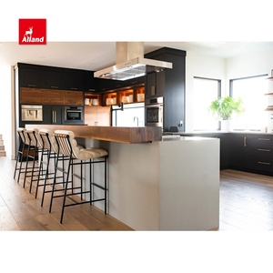 Tow tone phong cách Mỹ đóng khung Inset Walnut tủ bếp với Shaker phẳng hai cửa phong cách <span class=keywords><strong>cutout</strong></span> xử lý thiết kế nhà bếp - Product Image 5