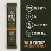 Brand New Coffee Stick Bag Tear Notch 2g Single Serve Olive Green Trail Instant Coffee Sachet Packaging Bags for Camp Brand OEM