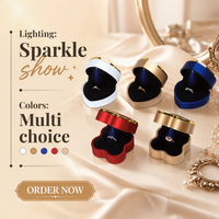 Boîtes à bagues de fiançailles et de mariage en laque de luxe en forme de cœur avec lumière LED, emballage de bijoux personnalisé avec logo pour la vente en gros