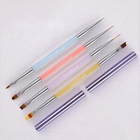 Pinceaux à ongles double face à double embout en poils synthétiques ovales de luxe, ondulés, en plastique, jaunes, bleus, roses, violets, pour liner et gel ombré Daisy