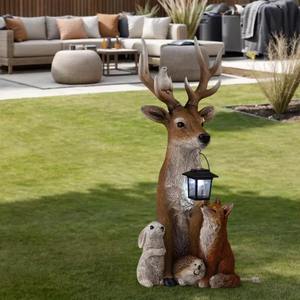 सुंदर हिरण की अगुवाई वाली हल्की प्रतिमा बैटरी संचालित रेसिन बाहरी पैटियो मार्ग क्रिसमस की सजावट के साथ आवासीय उपयोग के लिए आवाज नियंत्रण के साथ - Product Image 4