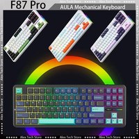 Clavier mécanique AULA F87 Pro, sans fil 2.4G/USB/Tri-mode, 87 touches RGB, PBT, Gasket, 5 couches d'insonorisation, clavier complet pour ordinateur de bureau