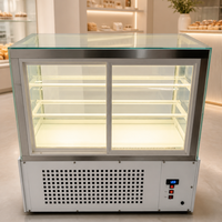 Vitrine Réfrigérée Commerciale pour Gâteaux, Vitrine de Pâtisserie à Refroidissement par Ventilateur avec Verre Trempé et Éclairage LED