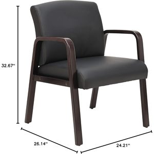 Silla de Recepción Alera ALE Serie Lounge en Color Espresso/Cuero Negro para Oficina, Sala de Estar u Hospital, Fabricada en Metal Resistente, Hierro y PU - Product Image 1