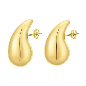 Boucles d'oreilles pour femmes en forme de goutte d'eau en acier inoxydable creux en forme de goutte d'eau Boucles d'oreilles creuses en forme de larme d'or