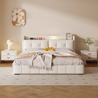 Luxuriöses Echtleder-Doppelbett BTLB014 mit Multifunktions-Stauraum für Hauptschlafzimmer oder Apartment