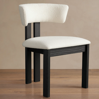 Chaise de salle à manger moderne en bois massif, écologique, durable, avec dossier incurvé et revêtement en velours bouclé, options de couleurs disponibles