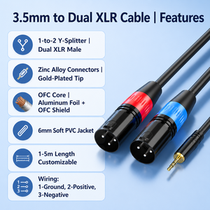 <span class=keywords><strong>Cable</strong></span> de Extensión de Audio XLR Macho <span class=keywords><strong>a</strong></span> Hembra, <span class=keywords><strong>Cable</strong></span> de Micrófono Negro para Karaoke en Vivo, Mezclador, Altavoz, Amplificador, Longitud Personalizable - Product Image 1