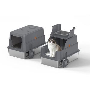 Bellyy OEM Grande litière pliable et portable pour chat avec couvercle, pelle, acier inoxydable et plastique, facile à nettoyer pour chats et accessoires - Product Image 1