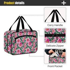 Hawaii Hau Design Pink Flower <b>Large</b> Capacity Custom Travel Women <b>Toiletry</b> <b>Bag</b> Waterproof Hanging Cosmetic Makeup <b>Bag</b> With Hook - Product Image 4