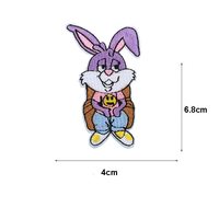 Groothandelsprijs Schattige strijkbare zelfklevende borduurwerk patches met cartoon konijnenkop voor kleding, tassen en hoeden