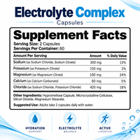 Capsules d'électrolytes pour soutenir la fonction musculaire, le métabolisme énergétique, un style de vie actif, l'hydratation, fabrication OEM