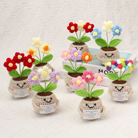 Plante en pot en laine de tulipe, artisanale, crochetée, objet décoratif artificiel, décoration de table, cadeau pour la Saint-Valentin et Noël