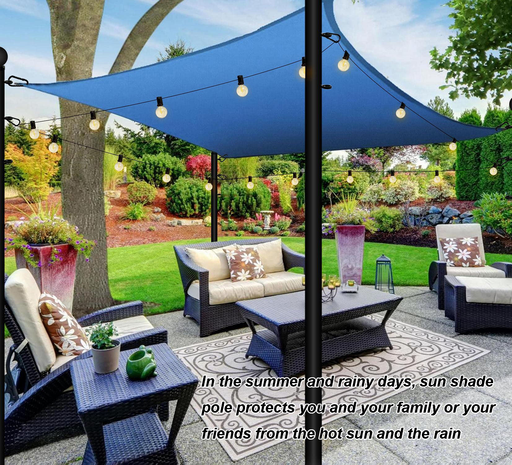 JHMech Backyard Metal Shade Sail Post Awning Canopy Supported Heavy