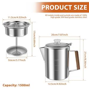 Ensemble de petit-déjeuner portable avec cafetière à double soudure et <span class=keywords><strong>bouilloire</strong></span> thermique <span class=keywords><strong>Grille</strong></span>-<span class=keywords><strong>pain</strong></span> et cafetière goutte à goutte Caractéristiques Couvercle - Product Image 5