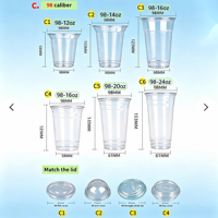 Gobelets en plastique PET transparents personnalisables, écologiques et durables, avec logo sur mesure pour café, milkshakes et boissons froides (plats)