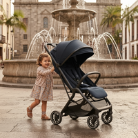 Poussette bébé Abon BSS106 pliable à une main, légère, autoportante, dossier inclinable réglable, roues EVA, cuir PU