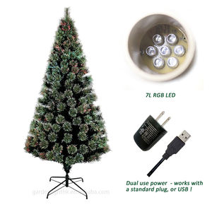 Sapin de Noël artificiel G&L de 2,1 m pré-éclairé à fibres optiques avec lumières LED à changement de couleur - Écologique et facile à assembler pour fêtes intérieures - Product Image 3