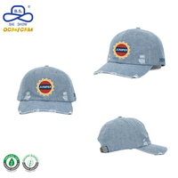 Großhandel Bestseller Gewaschene Denim Dad Hat mit Individuellem Logo Distressed Baseball Cap