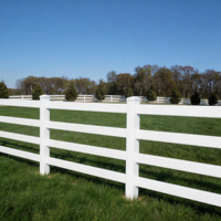 Clôture en vinyle blanc robuste à 4 rails, poteaux et rails en PVC à paroi épaisse, kit pour ranch équestre, pâturage, ferme industrielle et commerciale