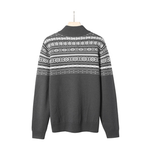 Custom Men's Long Sleeve <b>Jumper</b> High Neck Crew Knit Pullover Winter Casual Jacquard Quarter Zip Sweater with Logo - Product Image 6