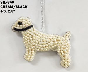 Adorno navideño de perro blanco hecho a mano con cuentas, diseño frontal, decoración para el hogar, fabricante y proveedor de adornos. - Product Image 4