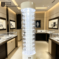 Vitrine rotative personnalisable pour cosmétiques, présentoir tournant en acrylique à 360° pour magasin de maquillage, éclairage LED