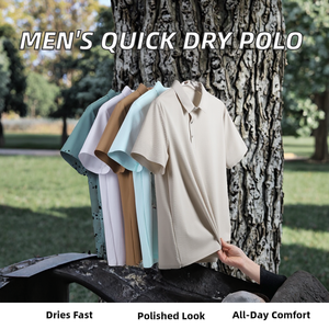 เสื้อเชิ้ตผู้ชายแบบทางการ แขนสั้น สำหรับตีกอล์ฟ ปกพับติดกระดุม ผ้าสแปนเด็กซ์/ไนลอน ผ้าวอร์สต์ ปักโลโก้ด้านหน้า สำหรับฤดูร้อน - Product Image 2
