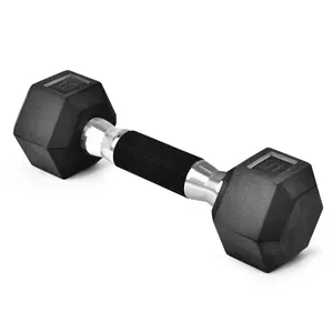 Hex- Rubber Grip-5LB Dumbbells Body Workout Strength Training Rubber Hand Grip Cover Hex Dumbbell