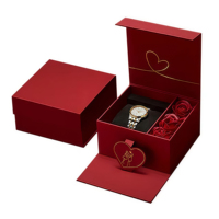 Boîte d'emballage de montre-bracelet de luxe personnalisée, coffret cadeau exquis pour les amoureux, cadeaux surprise pour la Saint-Valentin avec montre, roses, cœur