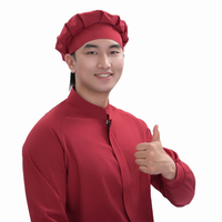 Gorro de Chef de Poliéster Borgoña Elástico en 4 Direcciones, 120 g/m², Gorro de Uniforme de Cocina Personalizado, Gorros para la Industria Alimentaria y Cuartos Limpios OEM