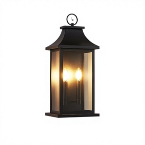 Black Garden Outdoor Wall <b>Light</b> for Wet Locations Industrial 4-<b>Light</b> <b>Sconce</b> Iron Frame Clear Glass Shades Waterproof 120V 40W - Product Image 3