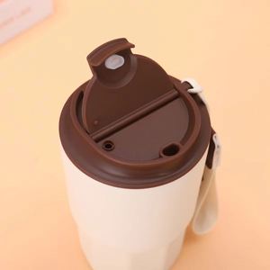 Eco Friendly Reusable Stainless Steel <b>Coffee</b> Travel Mug | Powder Coated Vacuum Tumbler with Handle Strap for Corporate Branding - Product Image 4