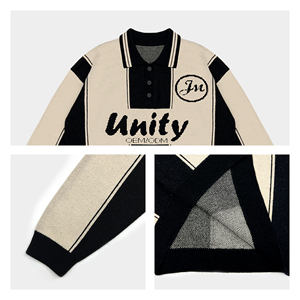 Maglione da Uomo Personalizzato OEM ODM Autunno Inverno con Jacquard a Lettere, Pullover a Maniche Lunghe con Collo a <span class=keywords><strong>Polo</strong></span> - Product Image 3