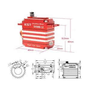 Servo numérique standard en métal sans balais KST SV5006-12 55Kg.cm 0,063 seconde 60 SHV 4 pôles utilisé pour les voitures télécommandées de course <span class=keywords><strong>et</strong></span> les robots - Product Image 6