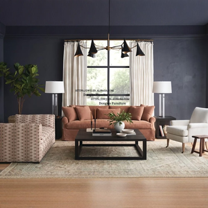 أريكة ثلاثية المقاعد بنمط نورديك وابي سابي وأسلوب الريف الأمريكي، مصنوعة من قماش الكتان، قابلة للتفكيك والغسيل بالكامل، أثاث لغرفة المعيشة - Product Image 4