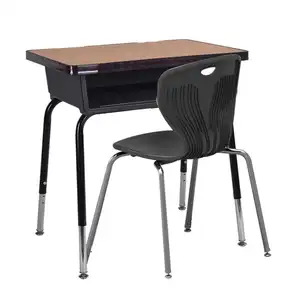 Table et chaises en bois massif, mobilier scolaire