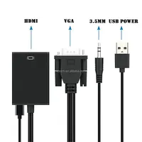 Konverter VGA 1080P HDMI pria ke HDMI wanita, untuk proyektor Monitor PC Laptop Desktop komputer HDTV dengan Audio