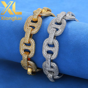 16mm M925 Silver Unisex Luxury Pig-nose Cuban Chain Bracelet with Moissanite Custom-made - Product Image 5