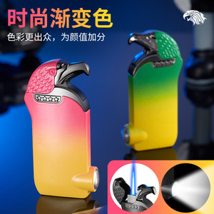 Encendedor Metálico Recargable de Butano con Cabeza de Águila Electrochapada, Resistente al Viento, con Linterna para Viajes, Eagle King Creative - Product Image 4