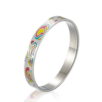 Bracelet émaillé personnalisé en acier inoxydable, vente en gros, plaqué argent,