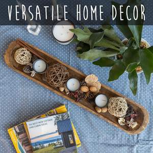 Ciotole Decorative in Legno da 30 Pollici, Vendita all'Ingrosso, <span class=keywords><strong>Ciotola</strong></span> a Forma di <span class=keywords><strong>Pane</strong></span>, Rustica Intagliata, Grandi Ciotole in Legno <span class=keywords><strong>per</strong></span> Centrotavola con Candele - Product Image 4