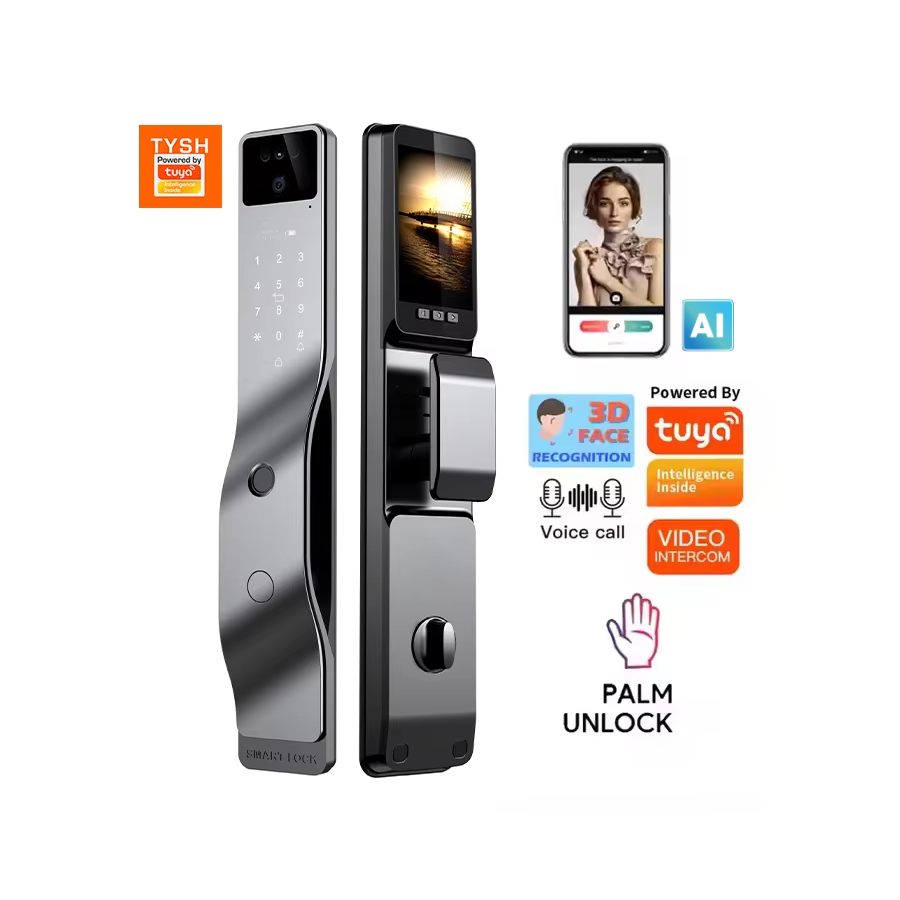 TYSH Fingerprint 3d Face Recognition Palm Vein Ai Smart Door Lock With Tuya Wifi App Cerradura Inteligente for Home · image 3