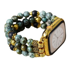 Bracelet de montre Apple en pierre naturelle perlée, plaqué or, élastique, bijoux bohèmes pour Apple Watch 40 mm 44 mm - Product Image 5