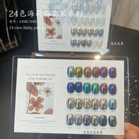 Vente en gros d'usine, poudre à ongles chromée miroir brillante en cristal de haute qualité, 24 pièces, mica magique électro-plaqué